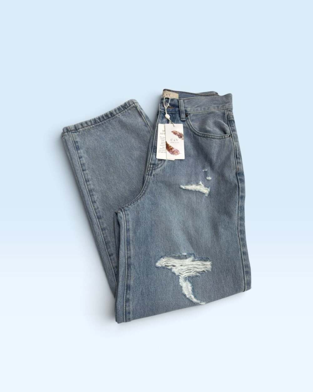 Chelsea & Violet Jeans Size 27 NWT Distressed Crossover Waist Light Wash Denim